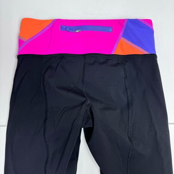 Lululemon Run Inspire Crop II Black Highlight Colorblock Size 2 Running Leggings - Picture 6 of 10